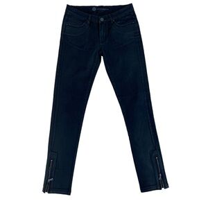 Monarda black coated jeans medium rise waist skinny zippers legs embellished  5